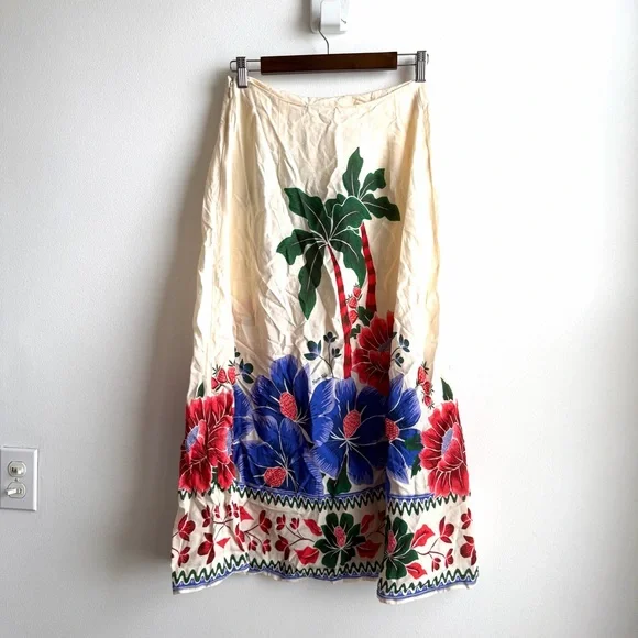 Farm Rio Womens Midi Skirt Size Small Floral - Picture 3 of 5